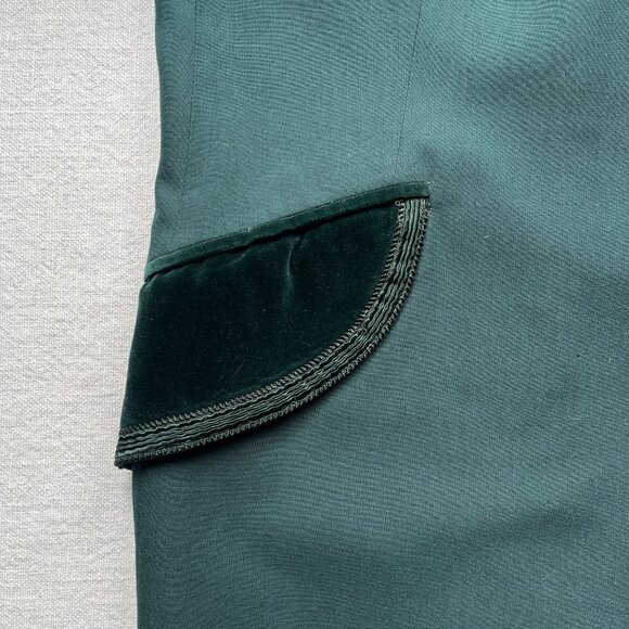 Vintage 60s 70s After Six Forest Green Velvet Trim Tuxedo Jacket Extra Large - Picture 4 of 8